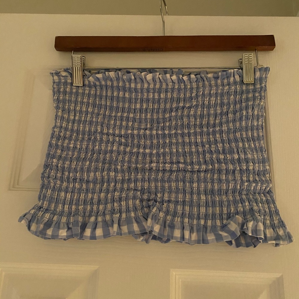 Light blue and white tube top